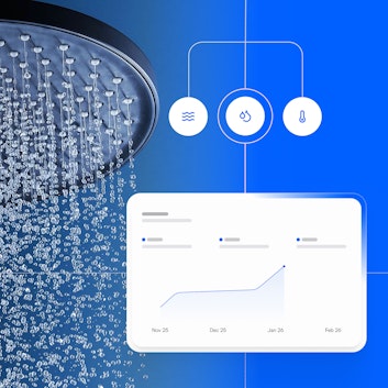 Water coming from showerhead. Chart.