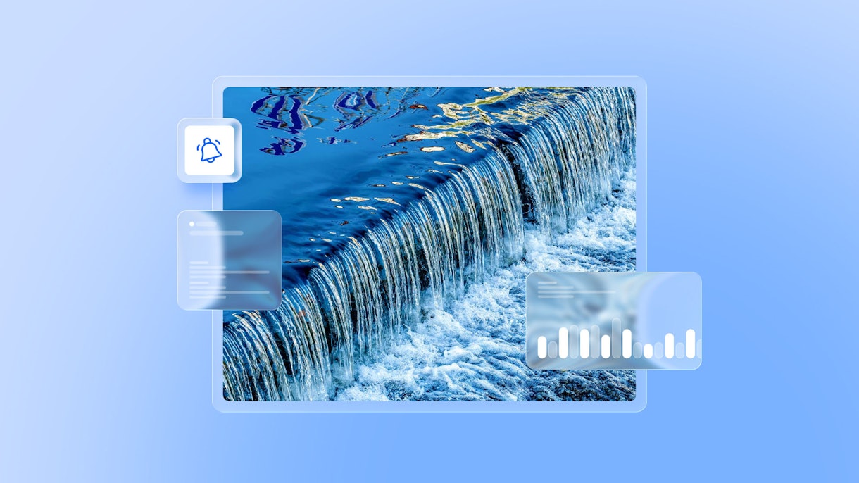 Flowing water and charts.