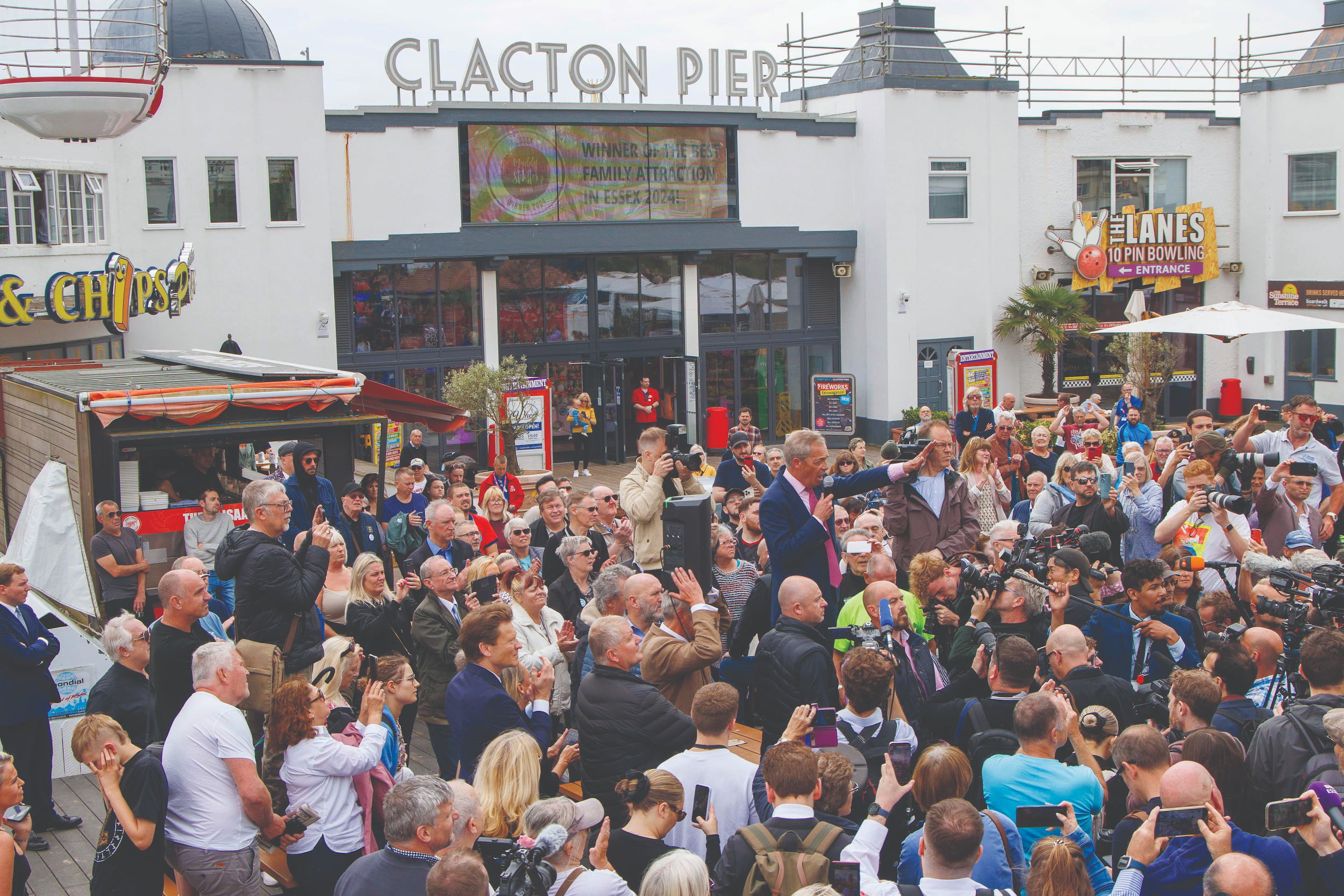 Nigel Farage making a rare appearance in Clacton