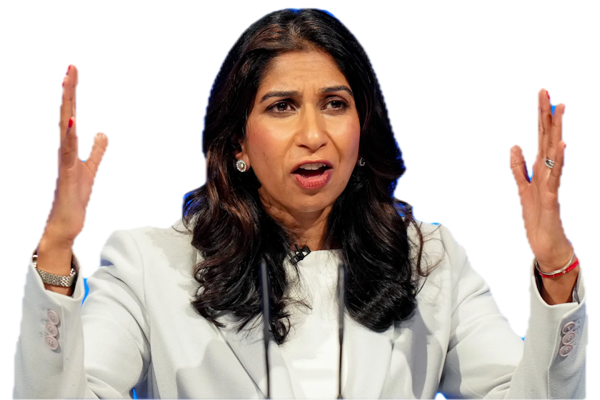Suella Braverman showing the size of one of her smallest lies