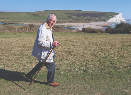 King Charles walking the white cliffs of Dover