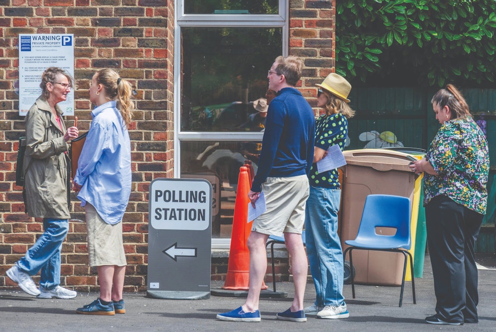 people at a polling station