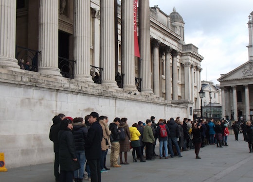 Queuing people