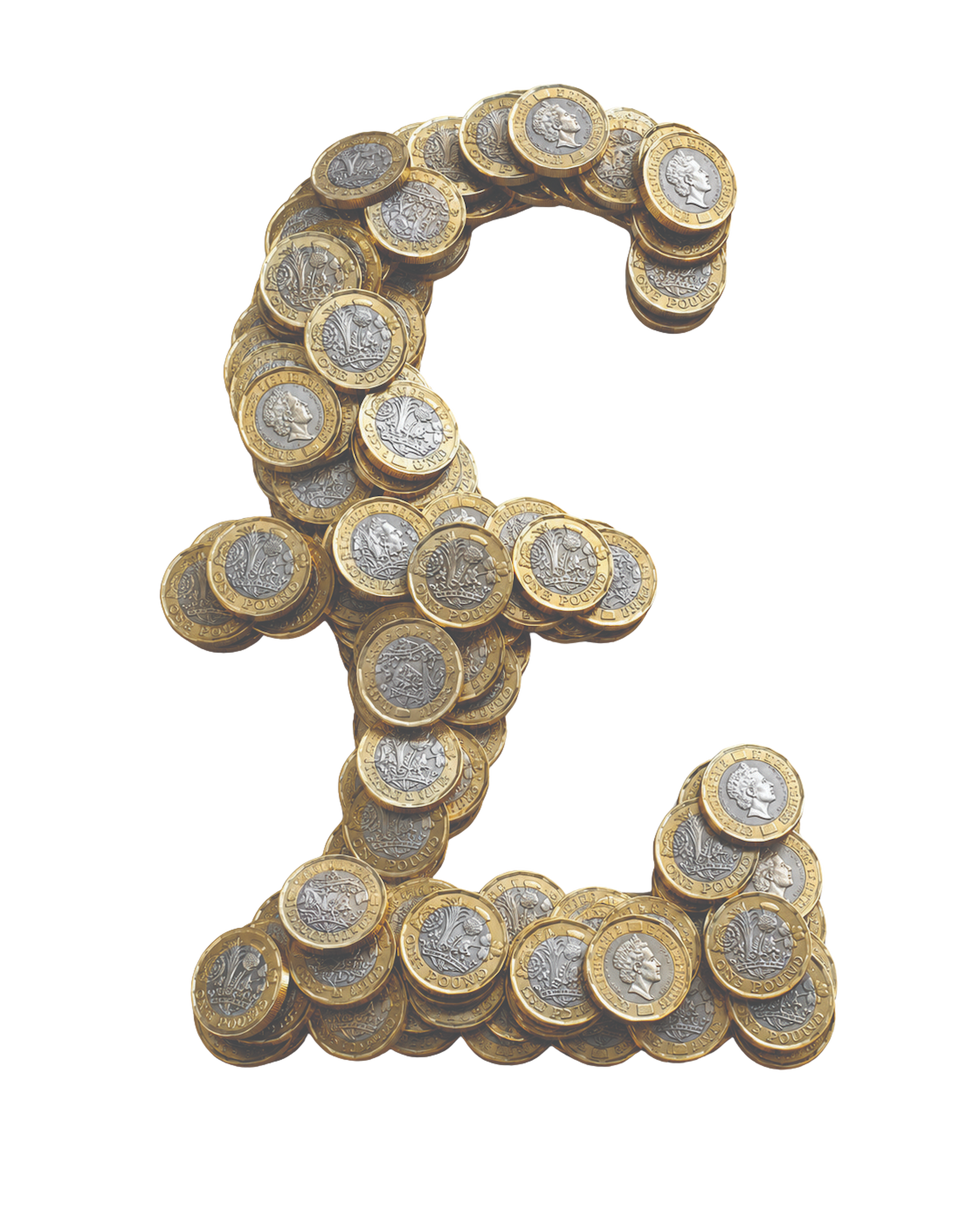 pound sign made of pound coins