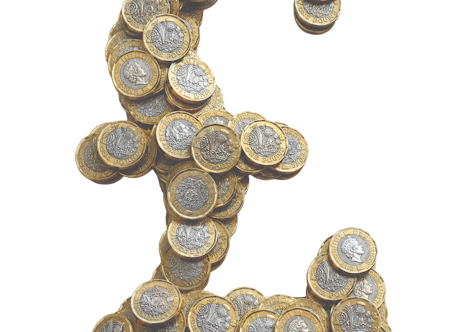 pound sign made of pound coins