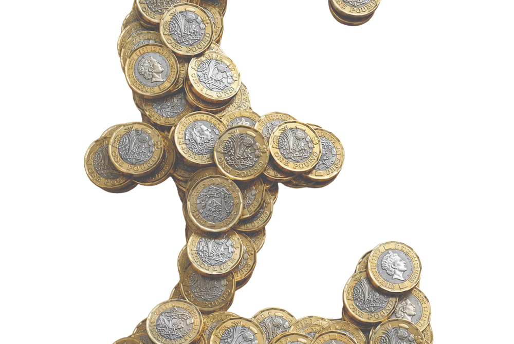 pound sign made of pound coins