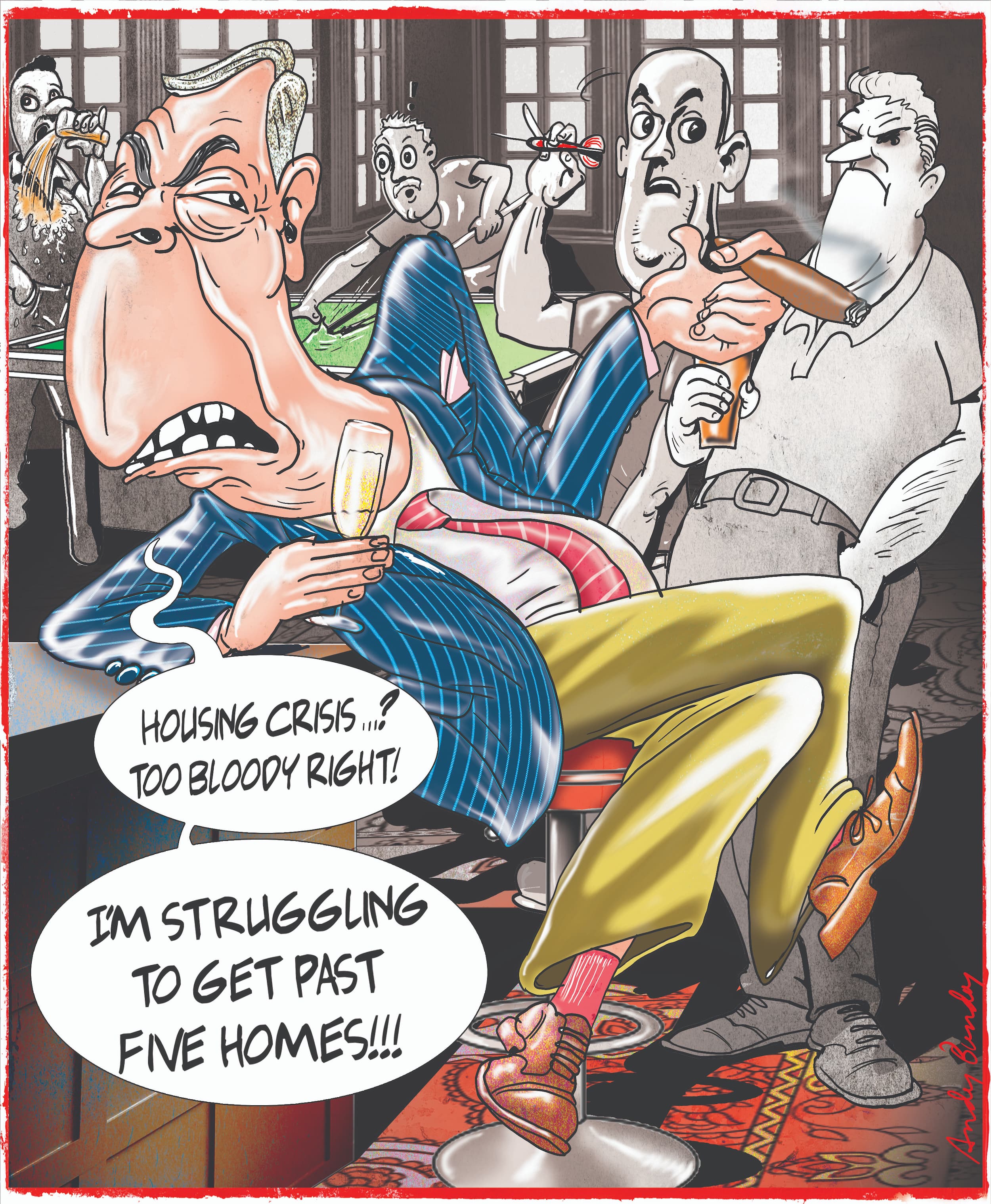 Nigel Farage five houses cartoon