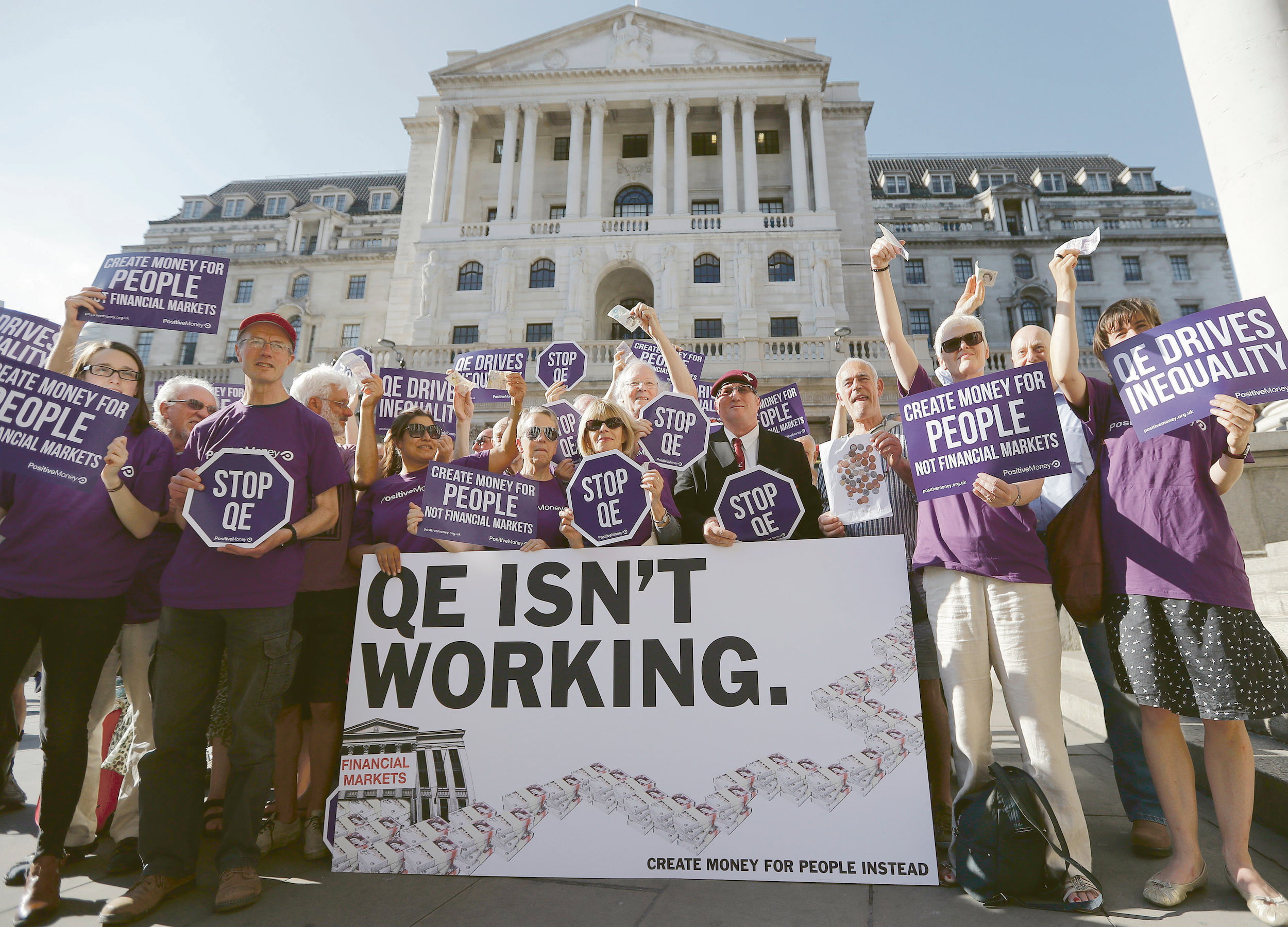 Protesters outside the Bank of England in 2016