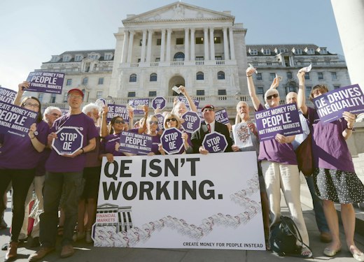 Protesters outside the Bank of England in 2016