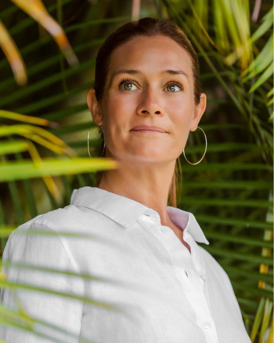 woman in a white shirt