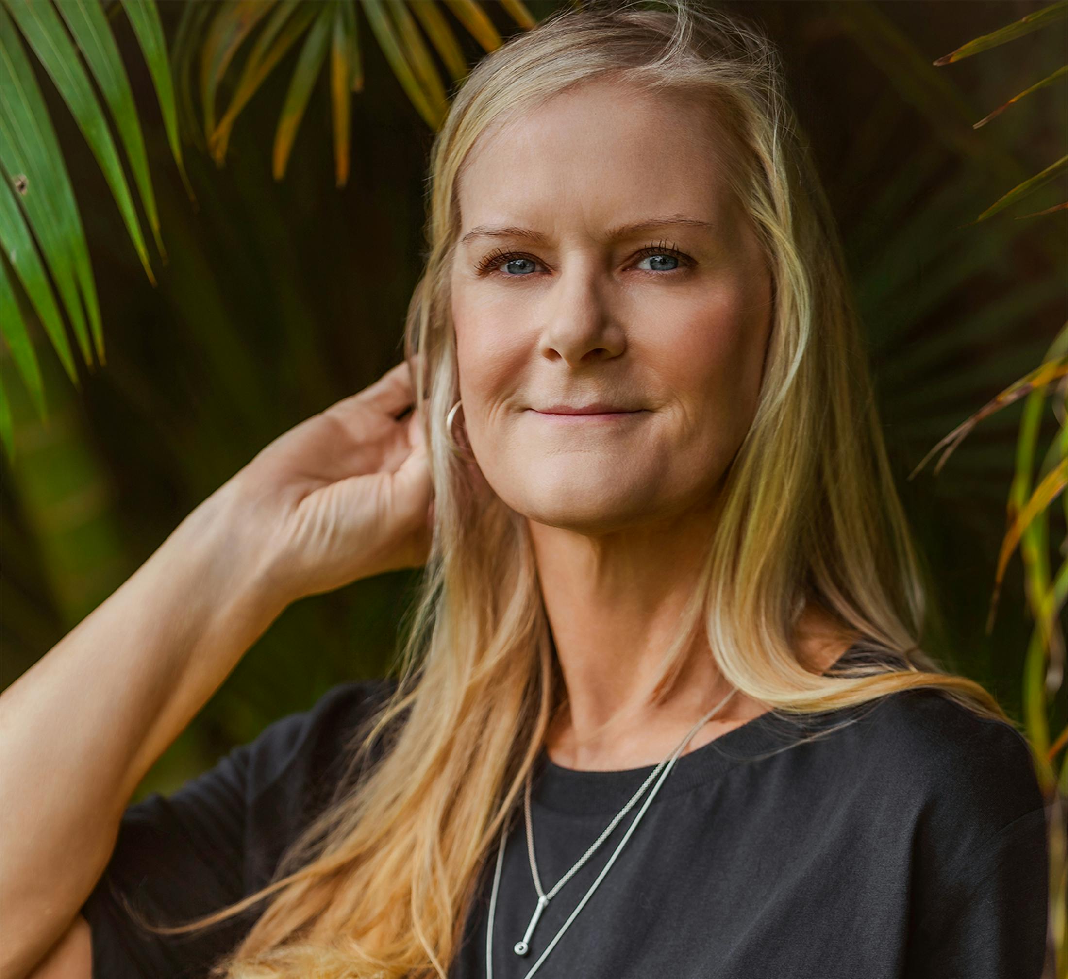 Woman touching her hair