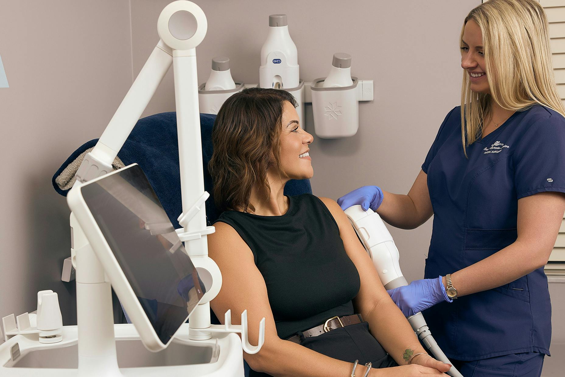 woman getting a laser treatment done