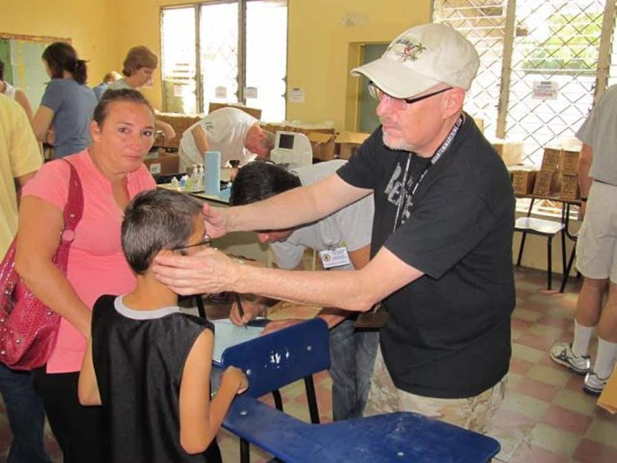 doctor giving eye test