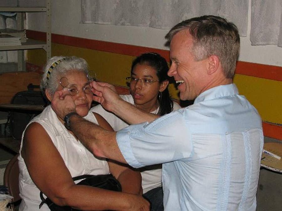 doctor giving eye test