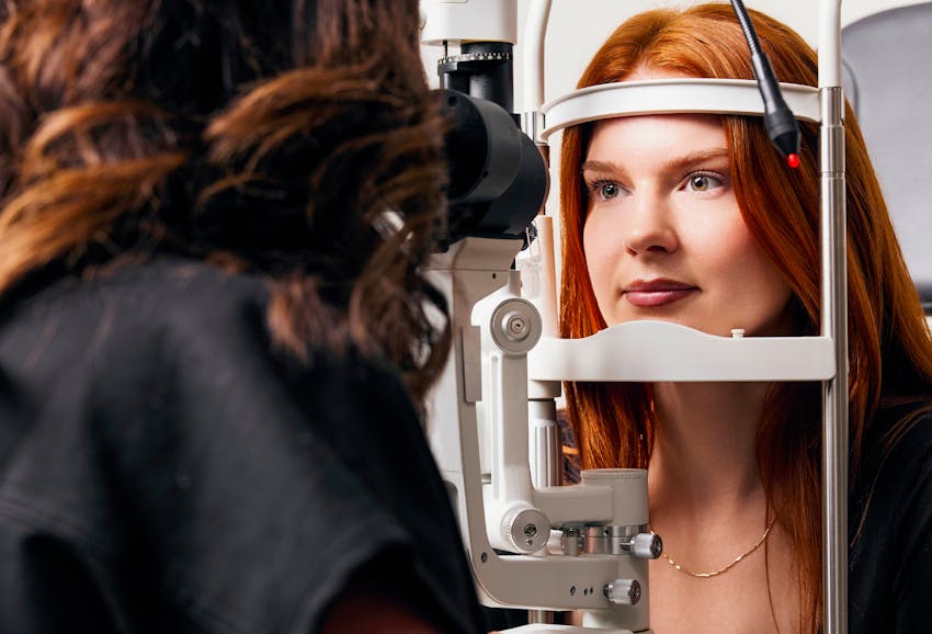woman getting her eyes checked