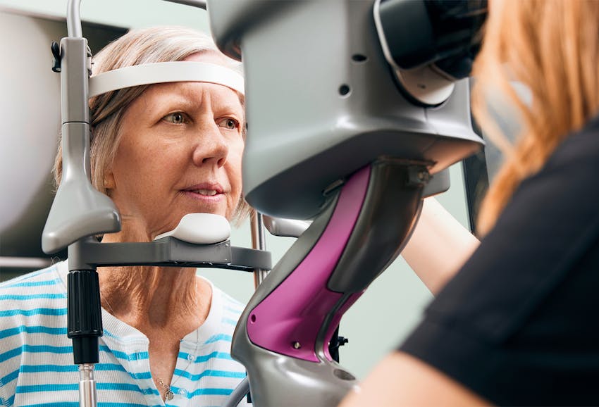 woman getting her eyes checked