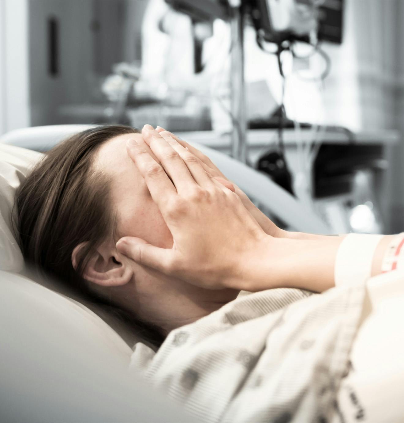 woman in a hospital bed