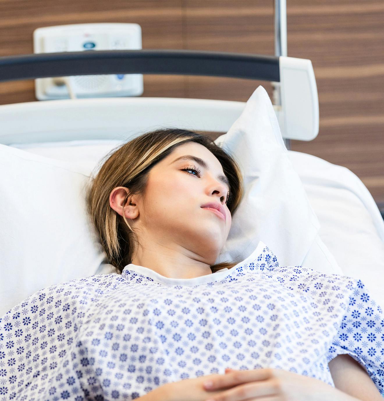woman in a hospital bed