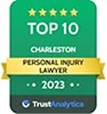 Top 10 Charleston 2023 Personal Injury Lawyer award badge