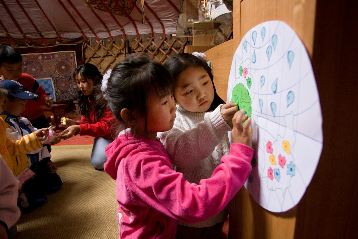 Children in classroom, Mongolia