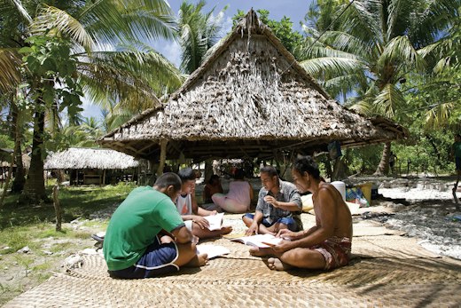 Young people studying, Kiribati
