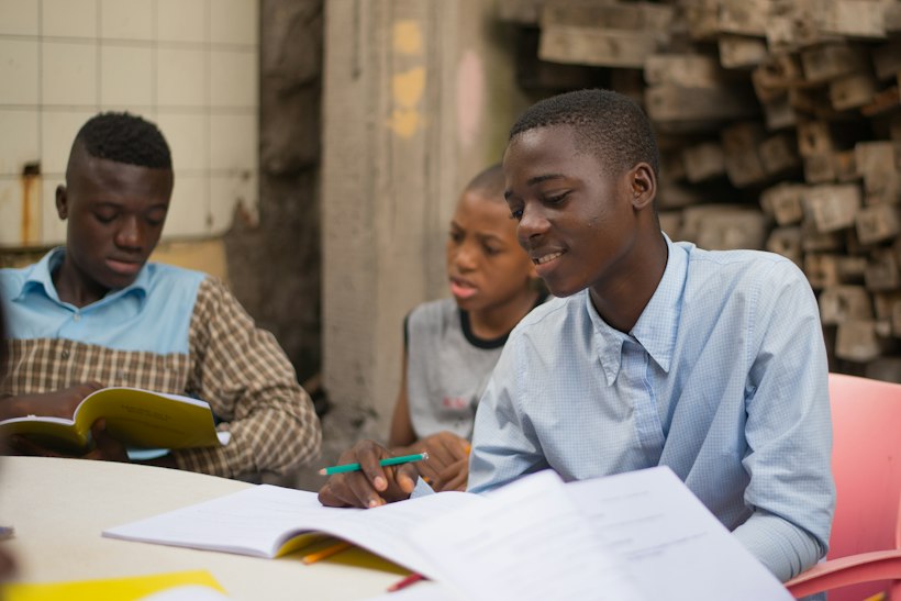 Group of young people studying, Democratic Republic of the Congo