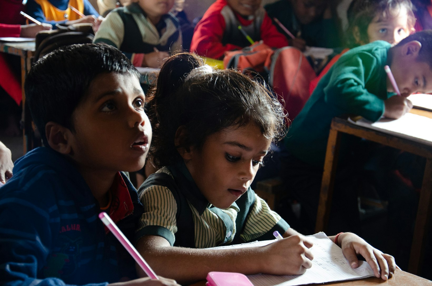 Children in classroom, India