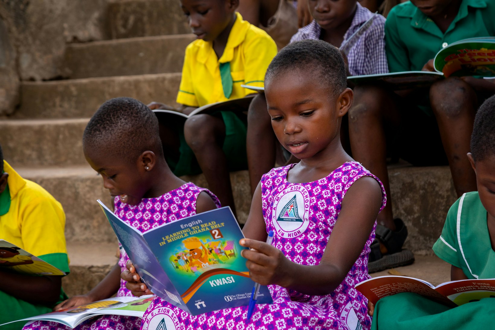 Children reading, Ghana