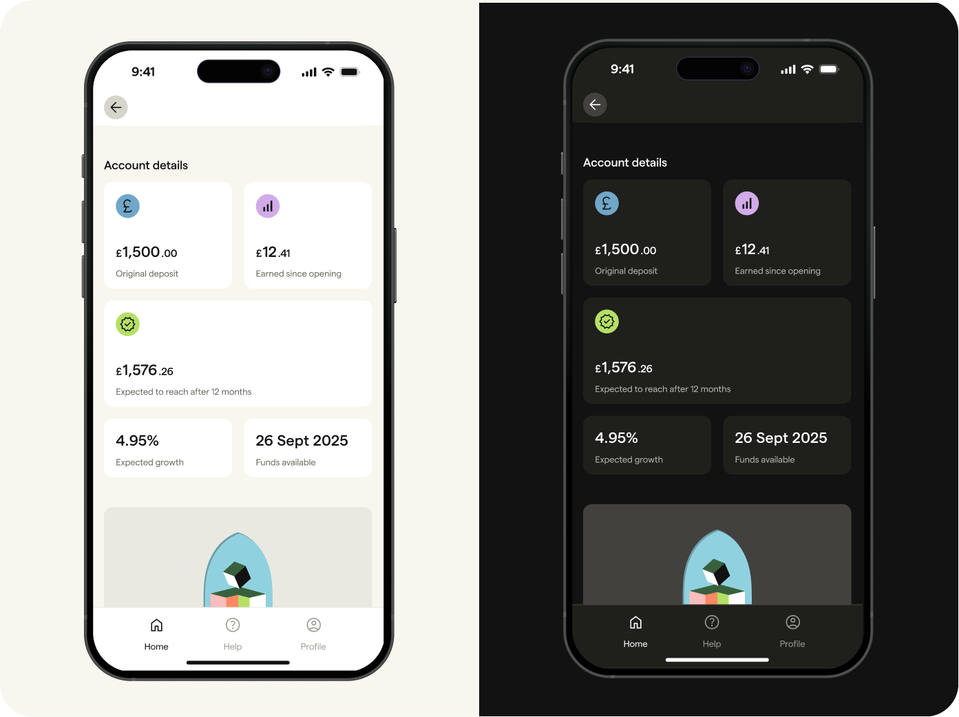 Account page - light & dark mode