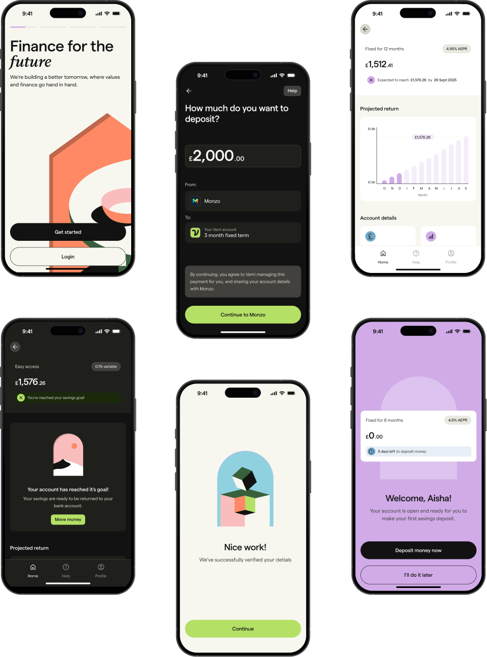 Vemi app screens