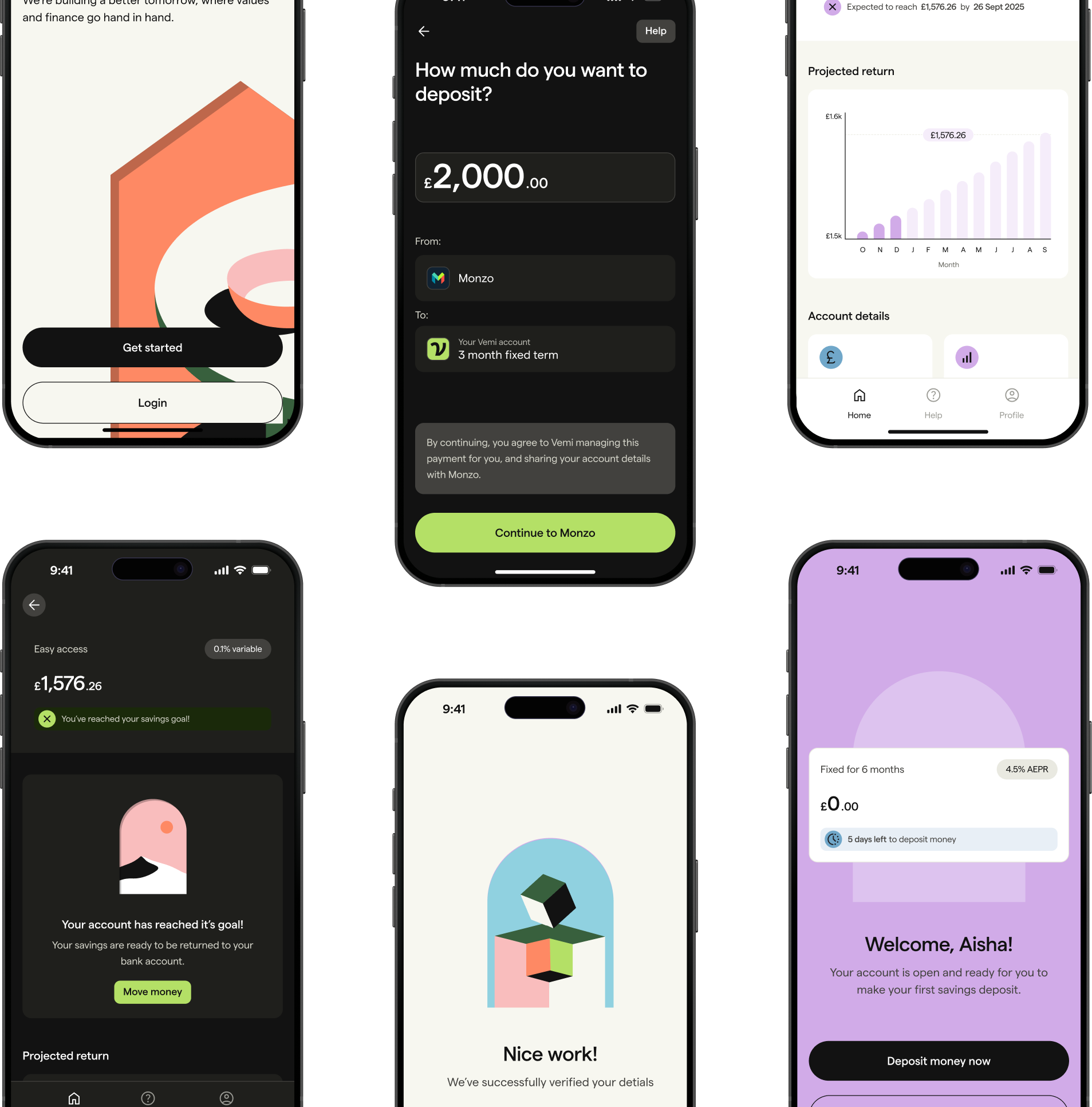 Vemi app screens