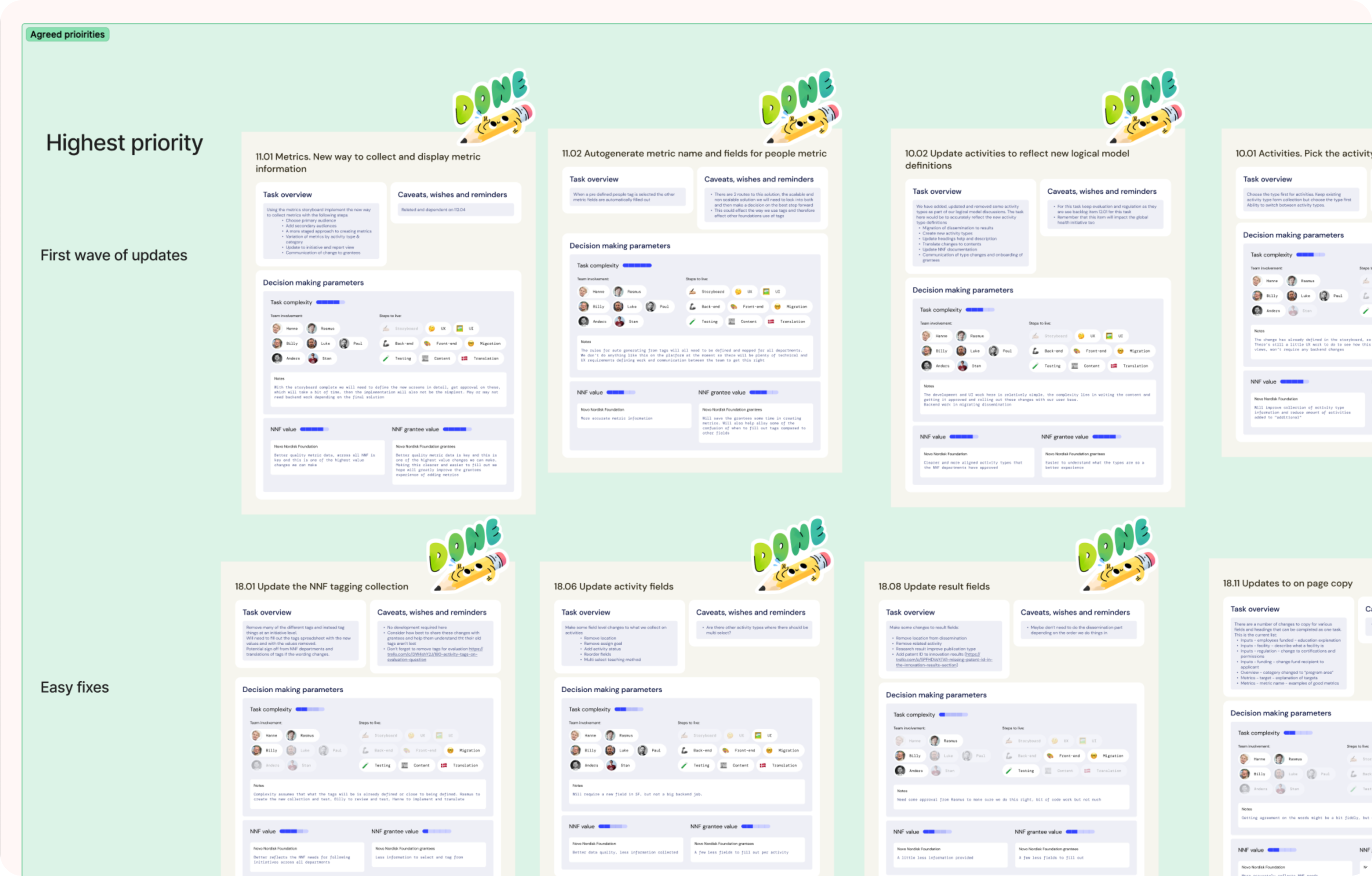 Backlog of features and updates - c/o Billy Maddocks