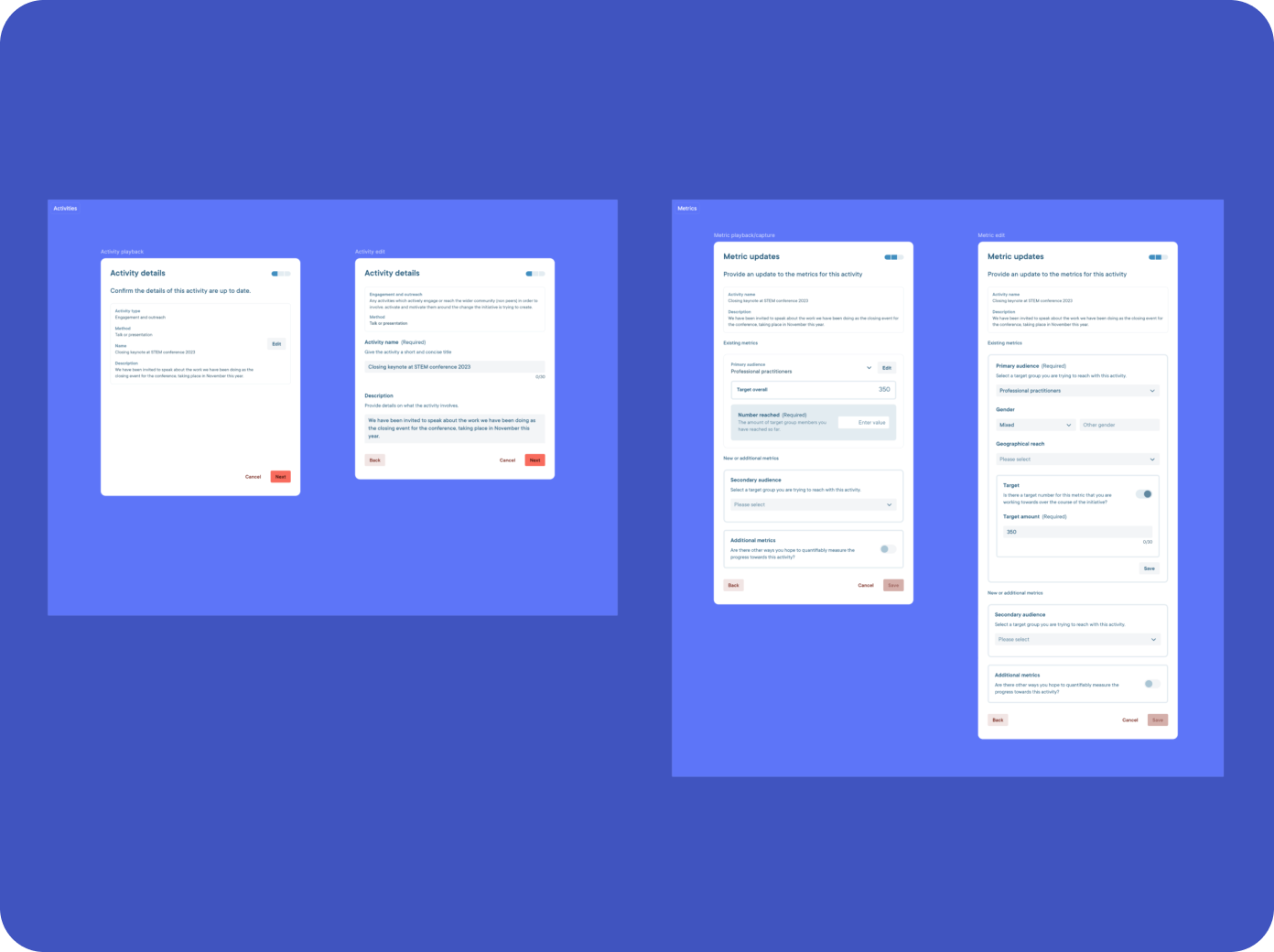 Modal definition for front end