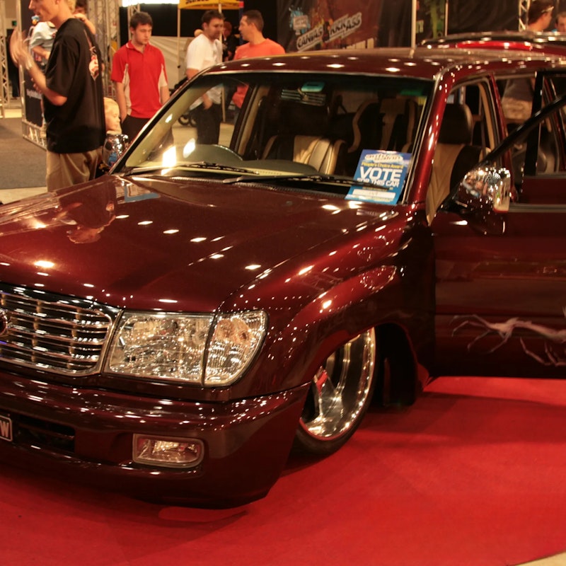 Toyota Landcruiser on chrome rims.