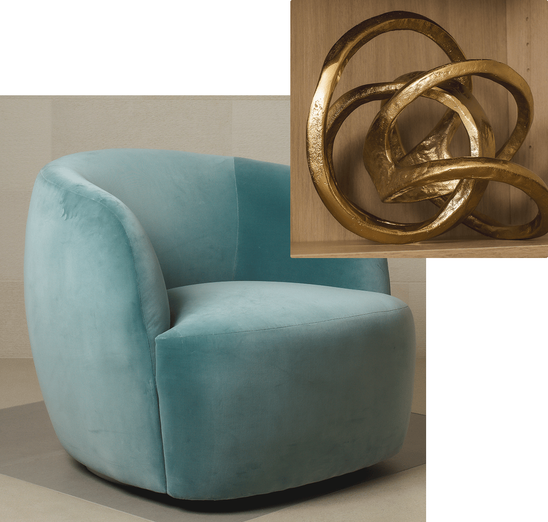 blue arm chair