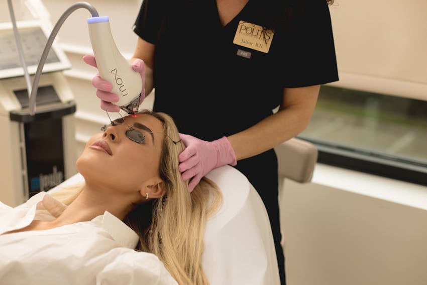 woman getting a laser