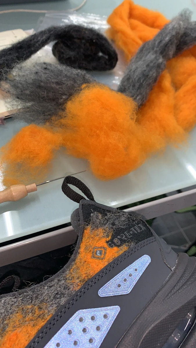 Hand Felted Nike SNDR Process
