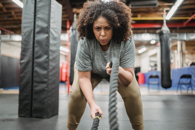 woman working out at the gym