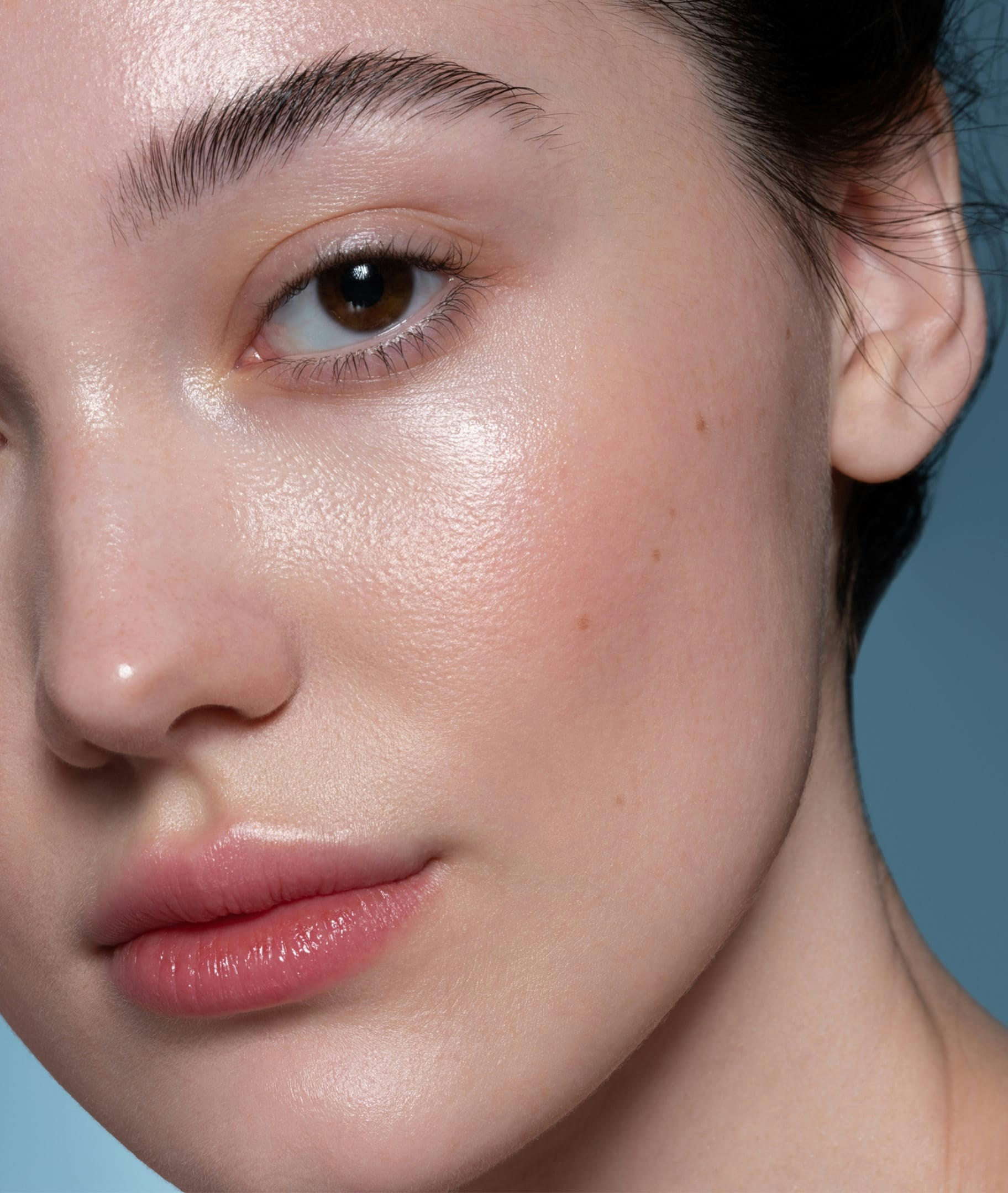 close-up of woman's cheek