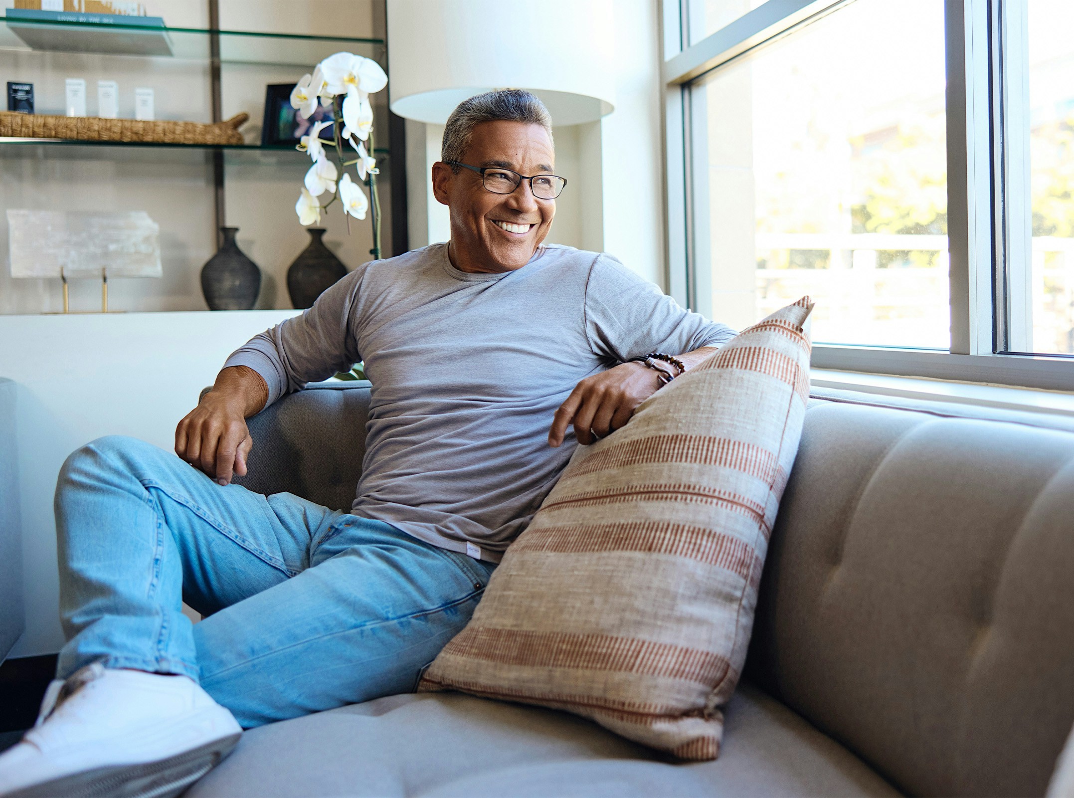 Man sitting on a couch