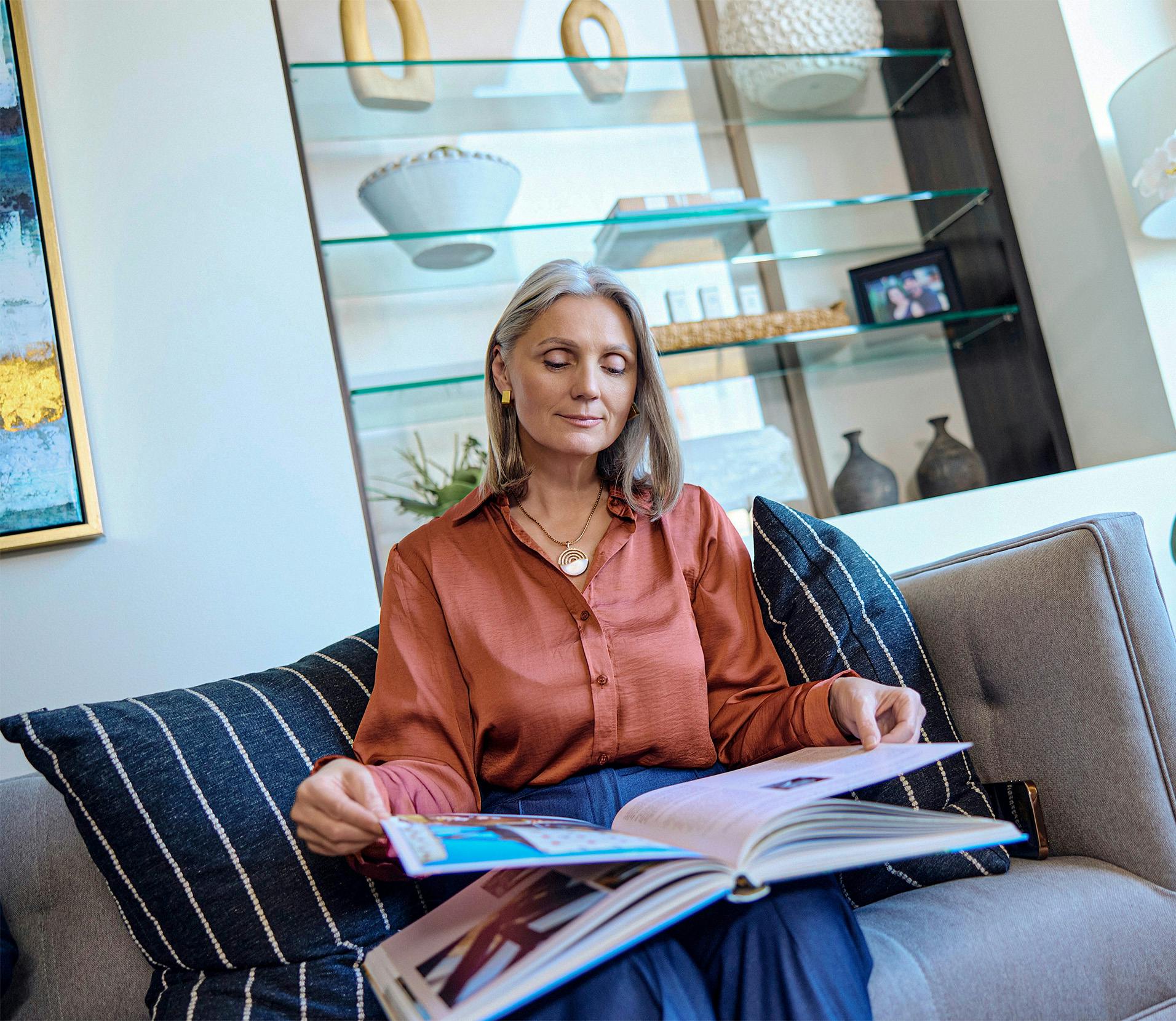 A woman reading a book