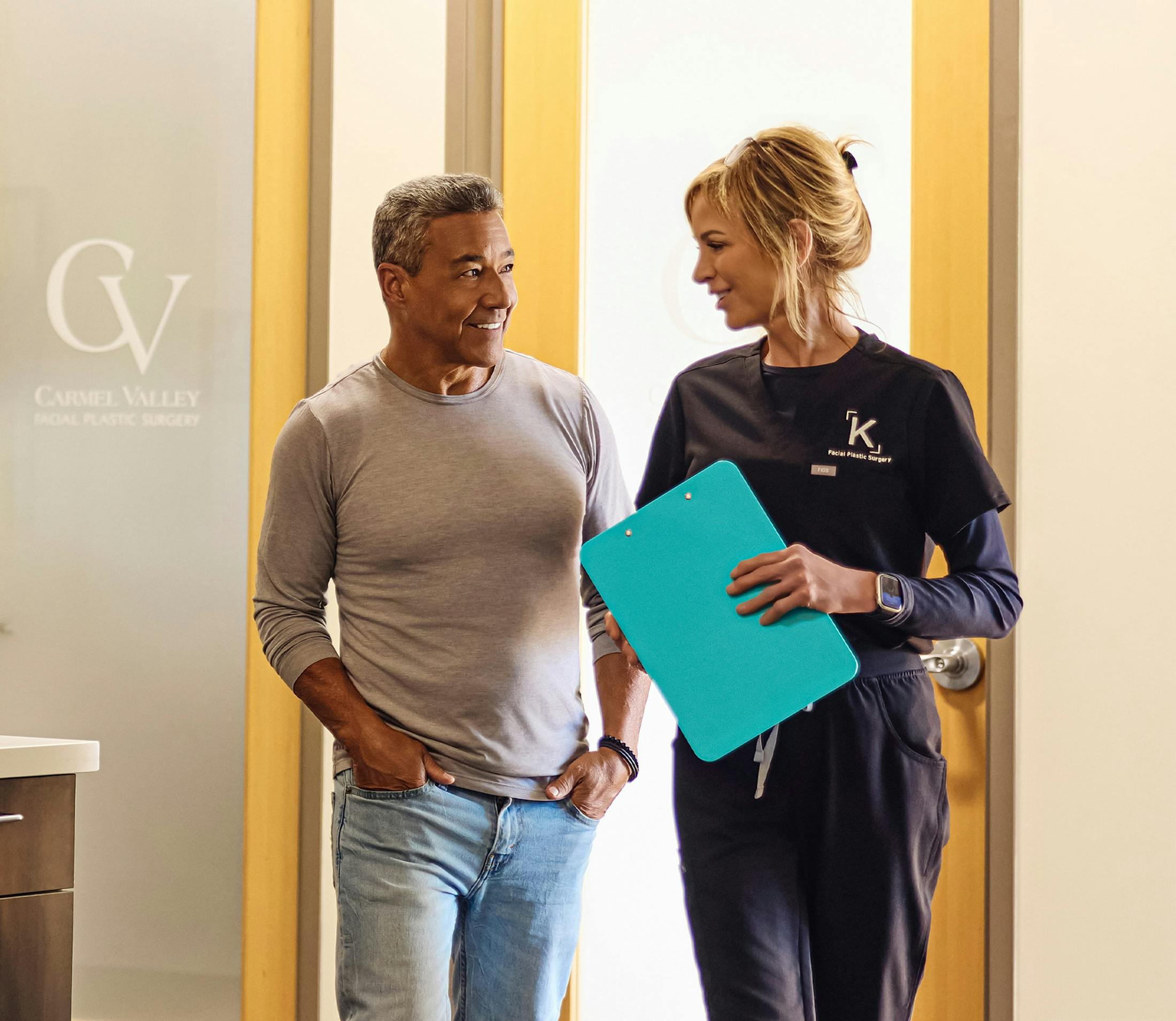 staff and patient talking