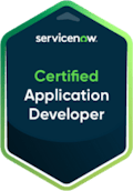 ServiceNow Certified Application Developer badge.