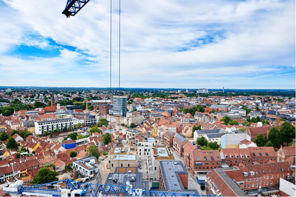 Aerial view of Odense city, the location of a new office for ServiceNow partner Adeno.