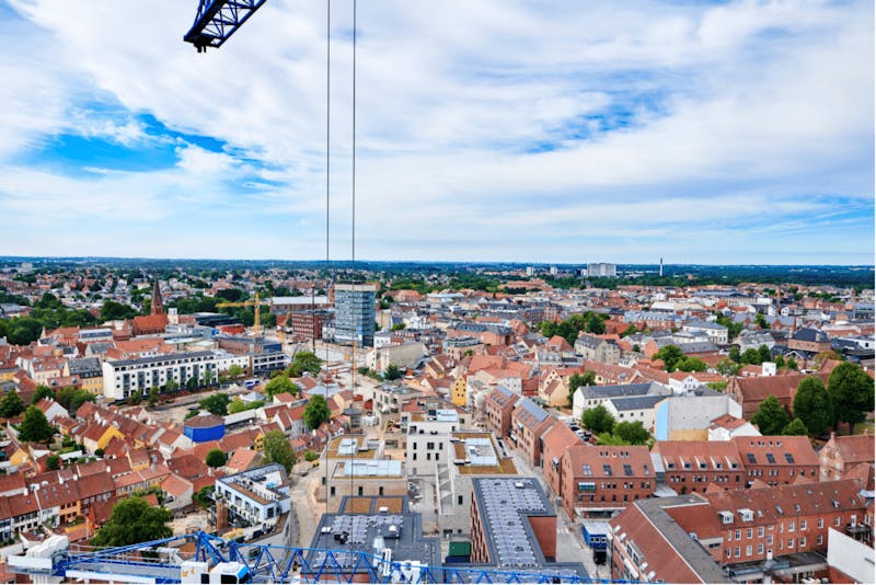 Aerial view of Odense city, the location of a new office for ServiceNow partner Adeno.