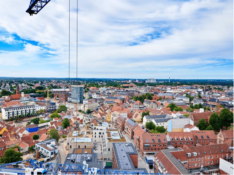 Aerial view of Odense city, the location of a new office for ServiceNow partner Adeno.