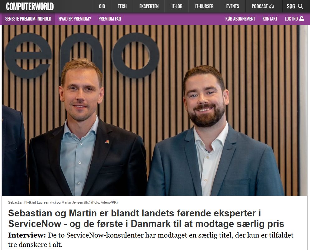 ServiceNow experts Sebastian Flytklint Laursen and Martin Jensen featured in a Computerworld article.
