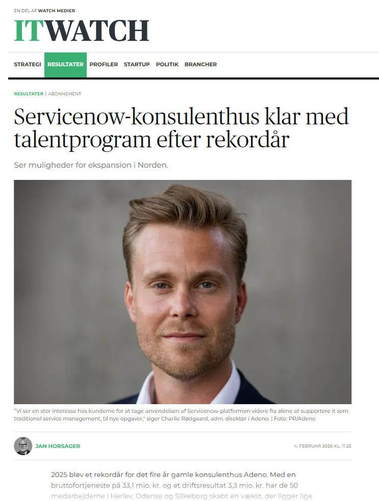 Portrait of Charlie Rødgaard, CEO of ServiceNow consultancy Adeno.