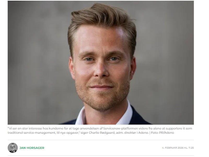 Portrait of Charlie Rødgaard, CEO of ServiceNow consultancy Adeno.