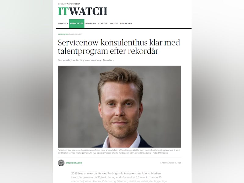 Portrait of Charlie Rødgaard, CEO of ServiceNow consultancy Adeno.